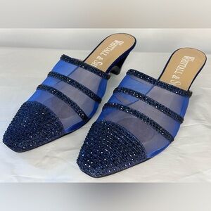 Glamorous Blue Embellished Mules Whittall & Shon‎ Size 8